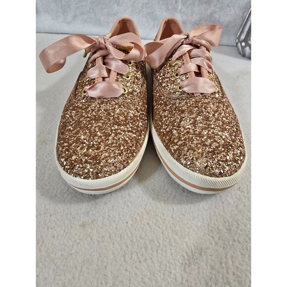 Keds For Kate Spade New York Glitter Rose Gold Lace-Up‎ Sneaker Size 7 - Picture 7 of 12